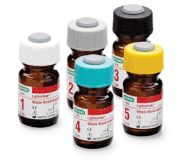 Image: Five levels of Lyphocheck Whole Blood Immunosuppressant Control (Photo courtesy of Bio-Rad).
